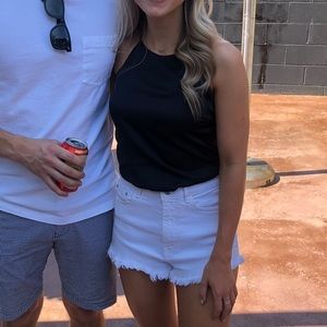 Black Abercrombie satin bodysuit with lace backing